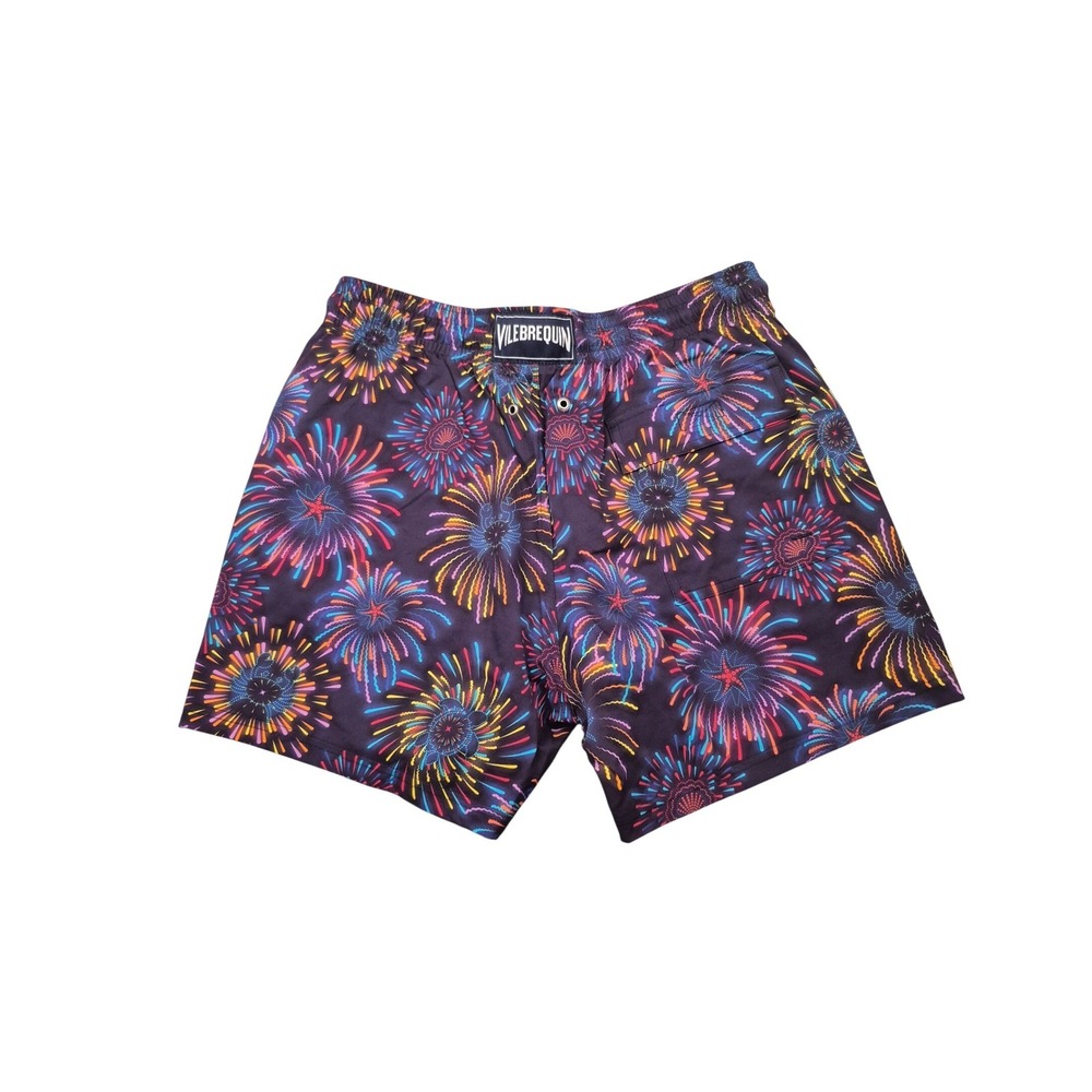 Vilebrequin St Tropez Mens Firework Starfish Print Swim Trunks Navy Blue Large